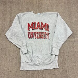 Vintage Miami‎ University Sweatshirt Mens XXL Gray 90s Champion Reverse Weave